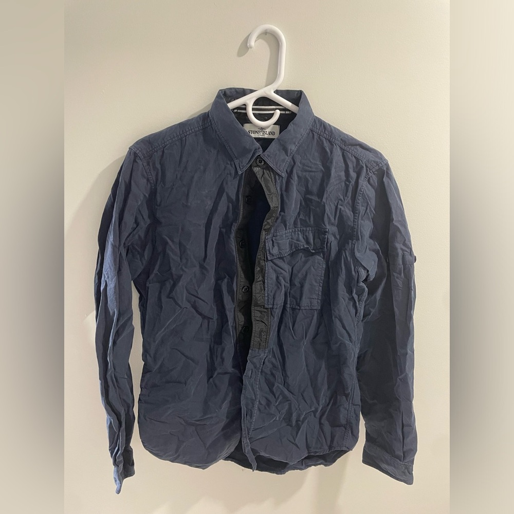 Stone Island Navy Casual Button Down Overshirt